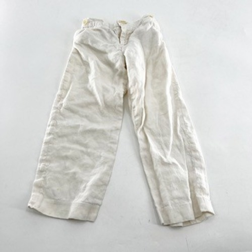 Marie Chantal Linen Blend Pants Kids Size 3 Elastic‎ Waist White Wide Leg